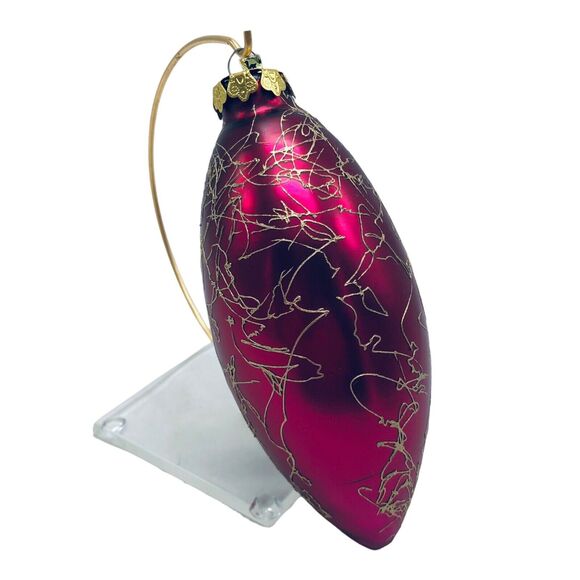 MCM Teardrop Ornament Spaghetti String Swirl Mercury Glass Purple Red Gold 7” - Picture 2 of 8